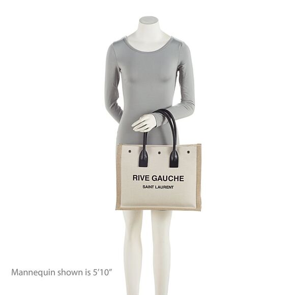 Saint Laurent Canvas Calfskin Rive Gauche Small Tote - Picture 5 of 16